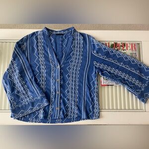 Zara Blue Geometric Blouse